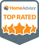 Top rated HomeAdvisor badge with stars.